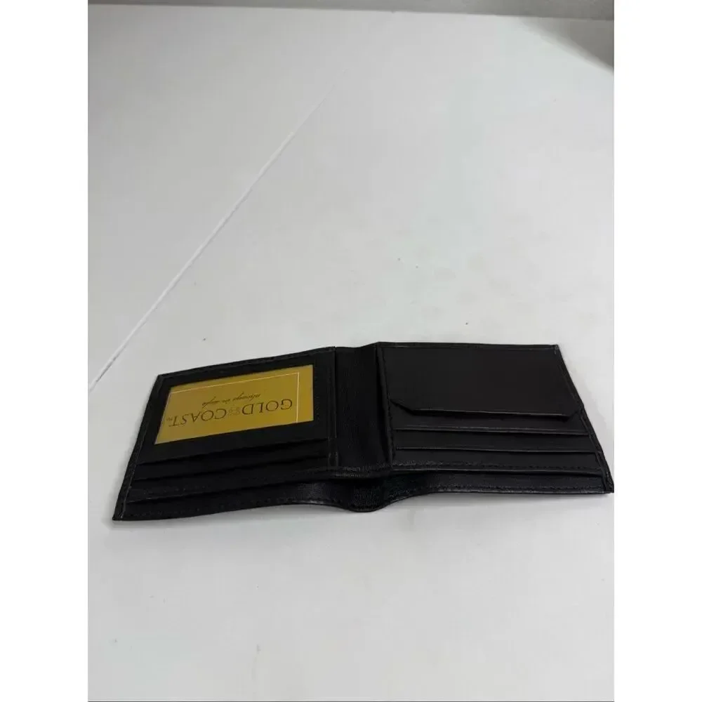 Men’s Leather Bifold Wallet ID / Credit Cards Slots Black See Description